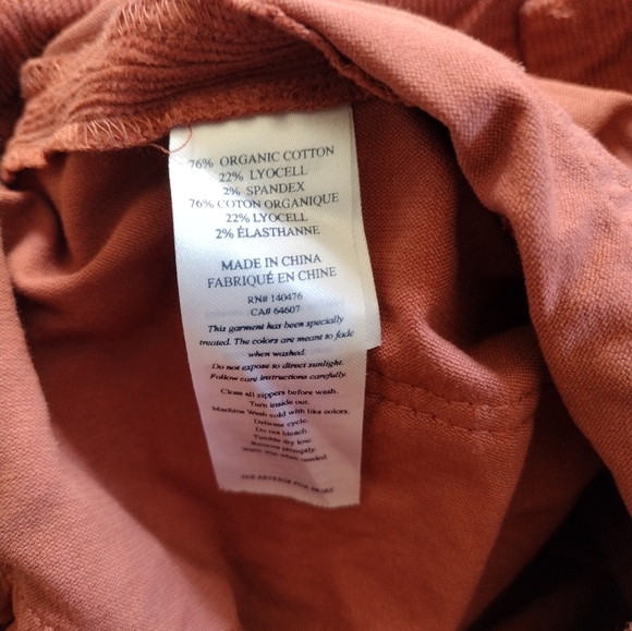 FAHERTY Stretch Corduroy Pants 27 Wide Leg Henna Rust Patch Pocket High Rise - Picture 6 of 11